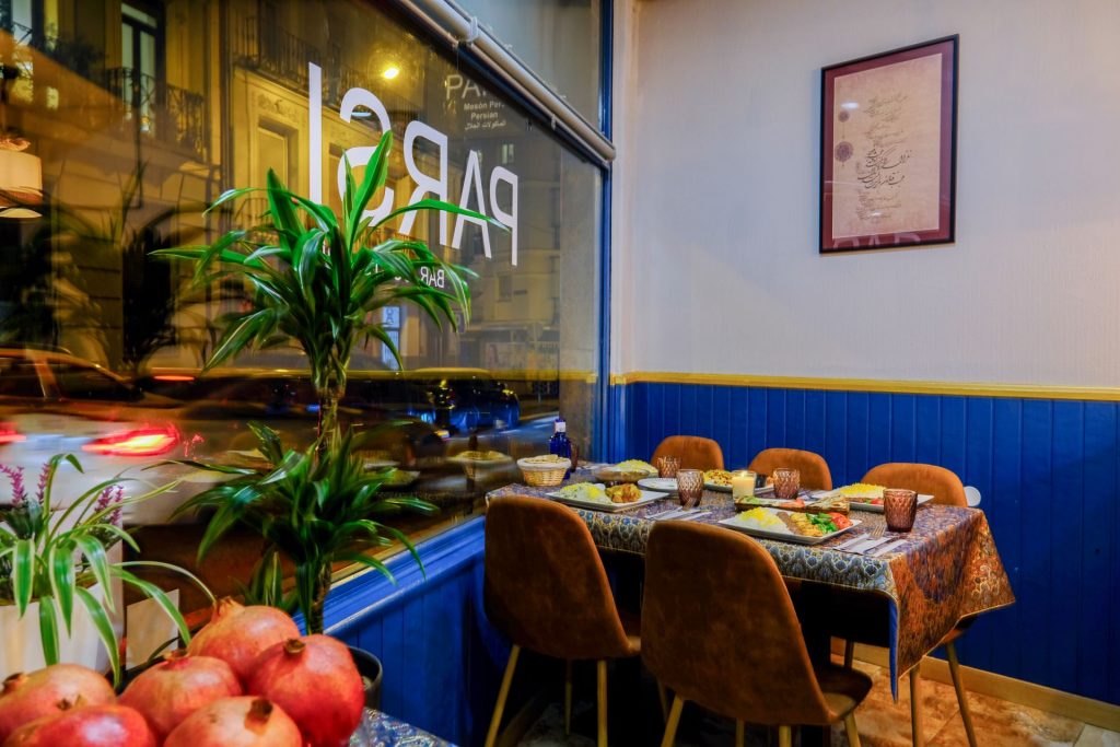 Halal food served at PARSI restaurant in Madrid, featuring authentic Persian cuisine.