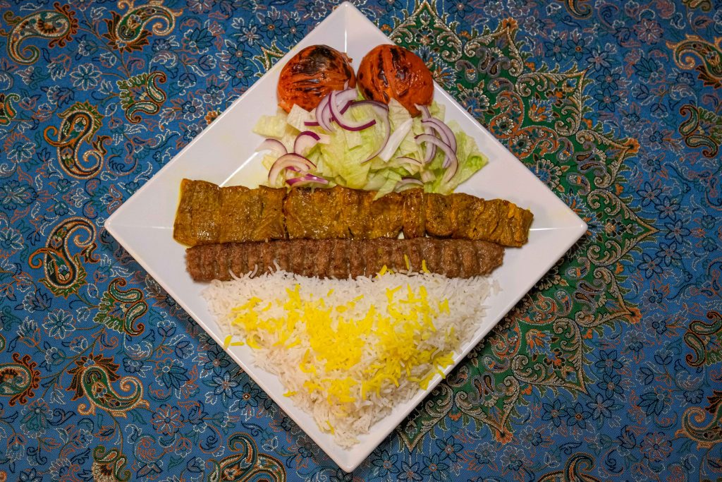 Halal food dish served at PARSI, an elegant halal restaurant in Madrid