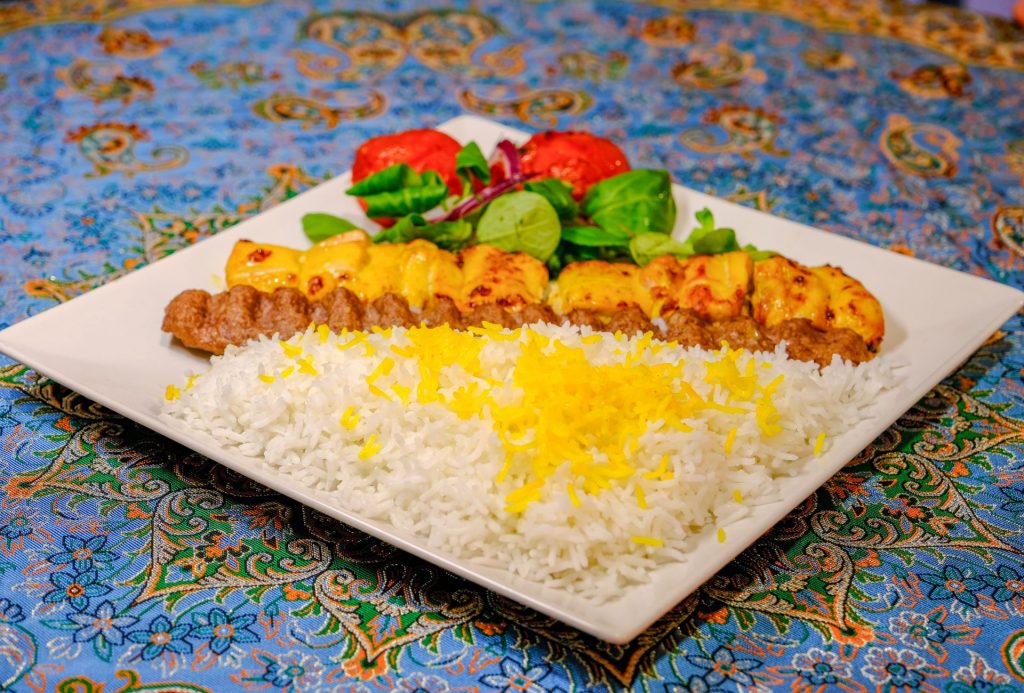 Sultani Kebab: the royal platter featuring one skewer of Barg and one of Koobideh at PARSI.
